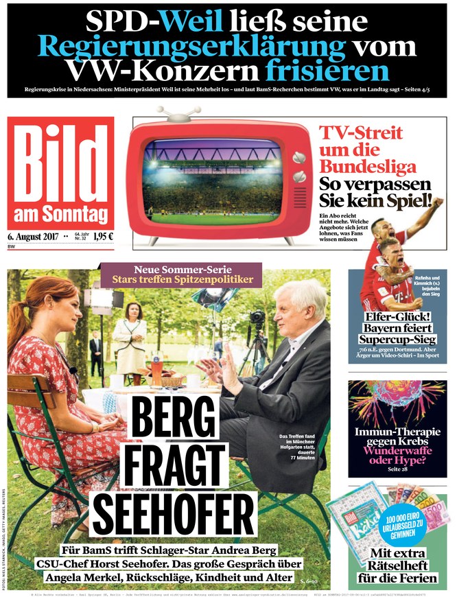 Bild Am Sonntag Vom Als Epaper Im Ikiosk Lesen