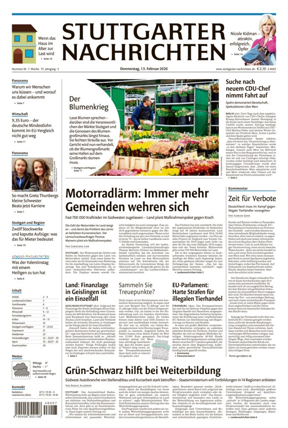 Stuttgarter Nachrichten Vom 13.02.2020 – Als EPaper Im IKiosk Lesen