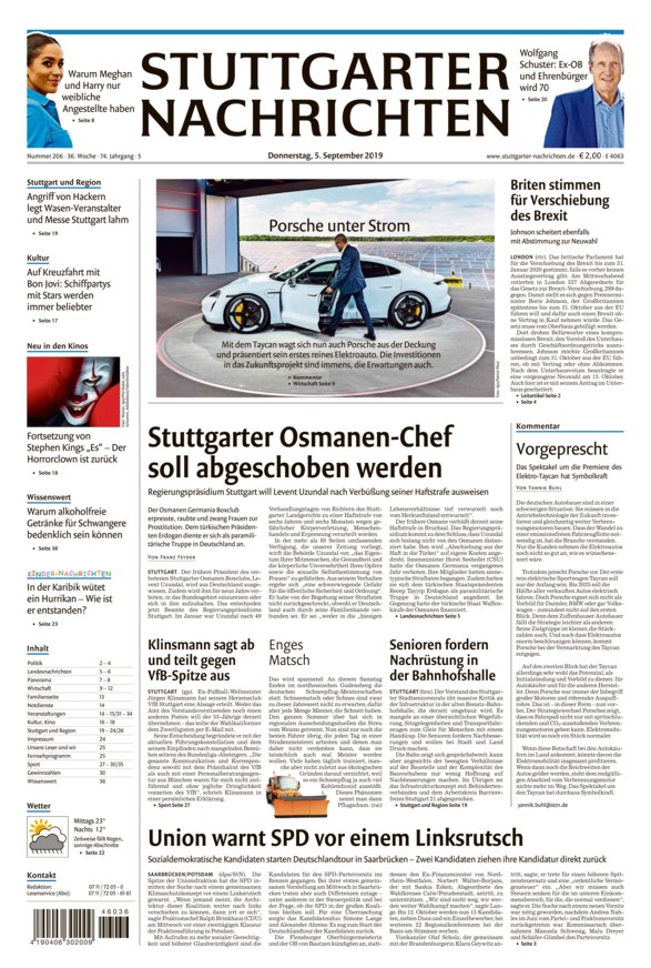 Stuttgarter Nachrichten Vom 05.09.2019 – Als EPaper Im IKiosk Lesen