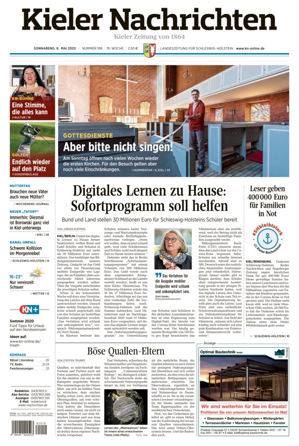 Kieler Nachrichten vom 09.05.2020 – als ePaper im iKiosk lesen