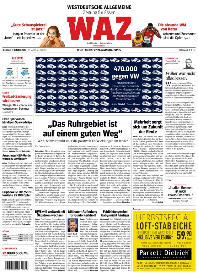 WAZ Westdeutsche Allgemeine Zeitung Vom 01.10.2019 – Als EPaper Im ...