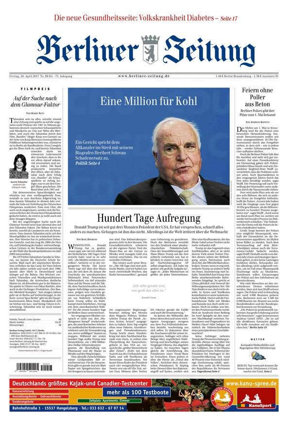 Berliner Zeitung vom 28.04.2017 – als ePaper im iKiosk lesen