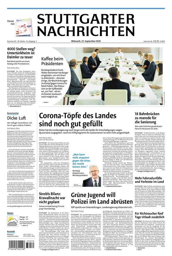 Stuttgarter Nachrichten Vom 23.09.2020 – Als EPaper Im IKiosk Lesen