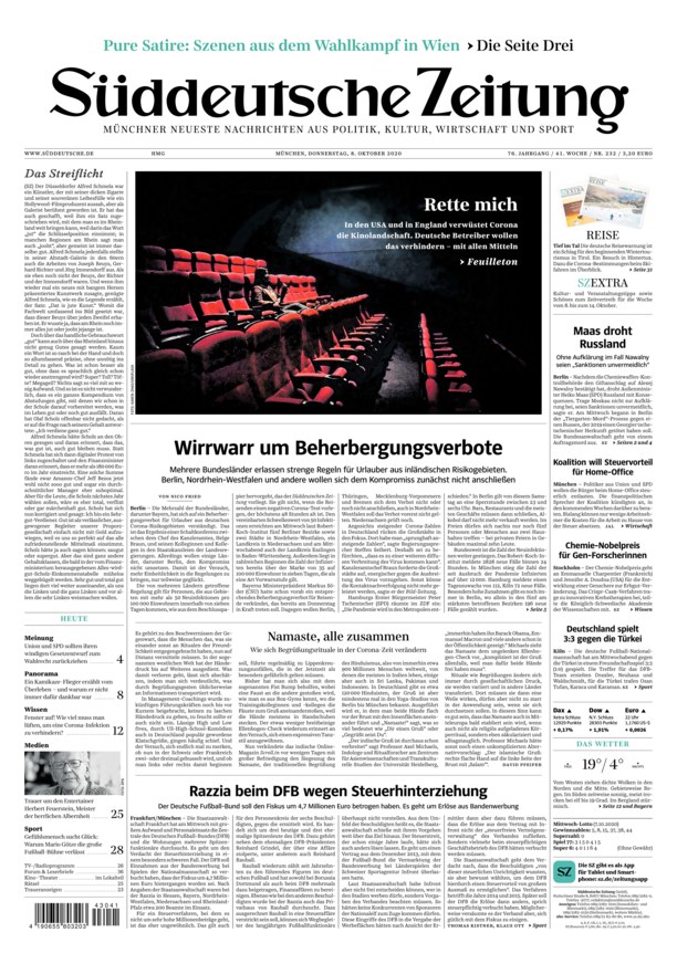 Süddeutsche Zeitung Vom 08.10.2020 – Als EPaper Im IKiosk Lesen