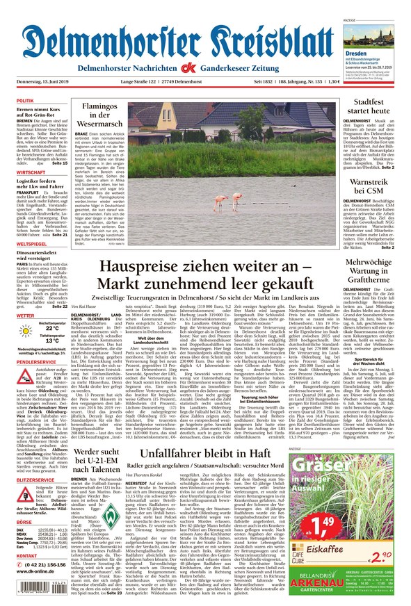 Delmenhorster Kreisblatt Vom 13.06.2019 – Als EPaper Im IKiosk Lesen