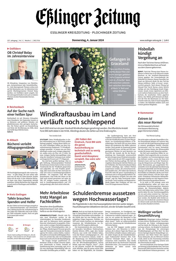leer Eßlinger Zeitung de Periódico como ePaper en iKiosk