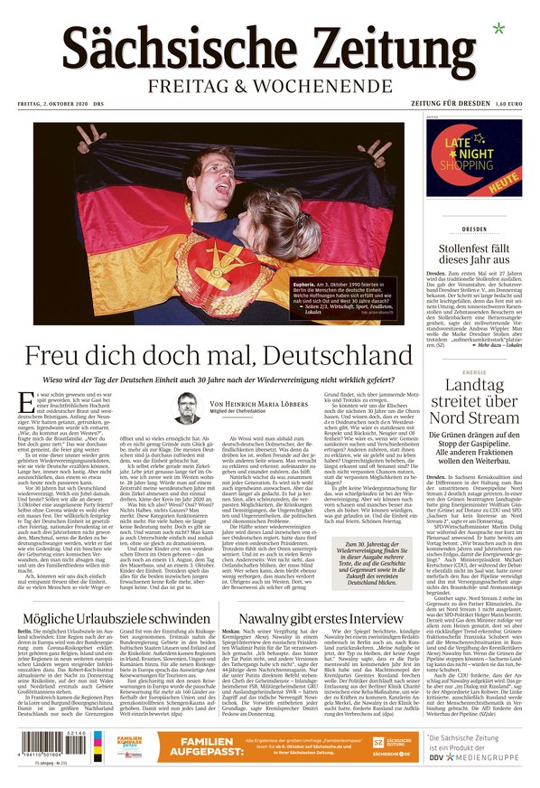 Sächsische Zeitung Dresden vom 02.10.2020 – als ePaper im iKiosk lesen