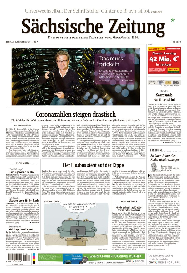 Sächsische Zeitung Dresden vom 09.10.2020 als ePaper im iKiosk lesen