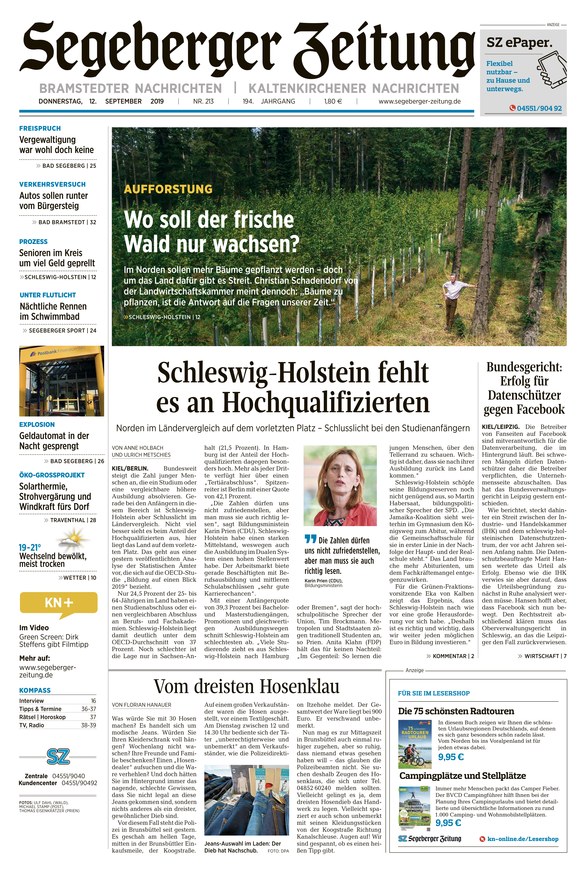 Segeberger Zeitung vom 12.09.2019 als ePaper im iKiosk lesen