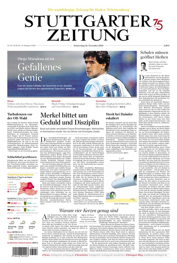 Stuttgarter Zeitung Vom 26.11.2020 – Als EPaper Im IKiosk Lesen