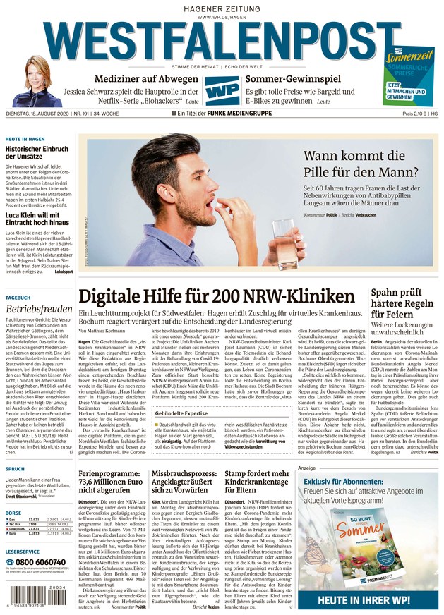 Westfalenpost vom 18.08.2020 – als ePaper im iKiosk lesen