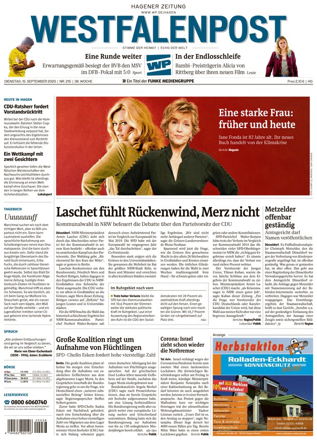 Westfalenpost vom 15.09.2020 – als ePaper im iKiosk lesen