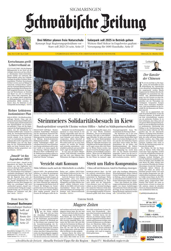 Schwäbische Zeitung Sigmaringen - Zeitung Als EPaper Im IKiosk Lesen