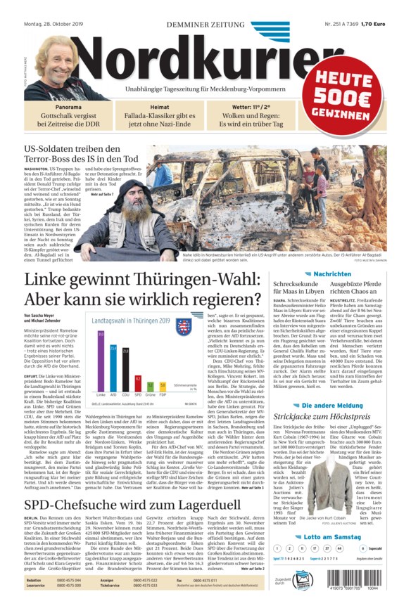 Nordkurier - Demminer Zeitung Vom 28.10.2019 – Als EPaper Im IKiosk Lesen