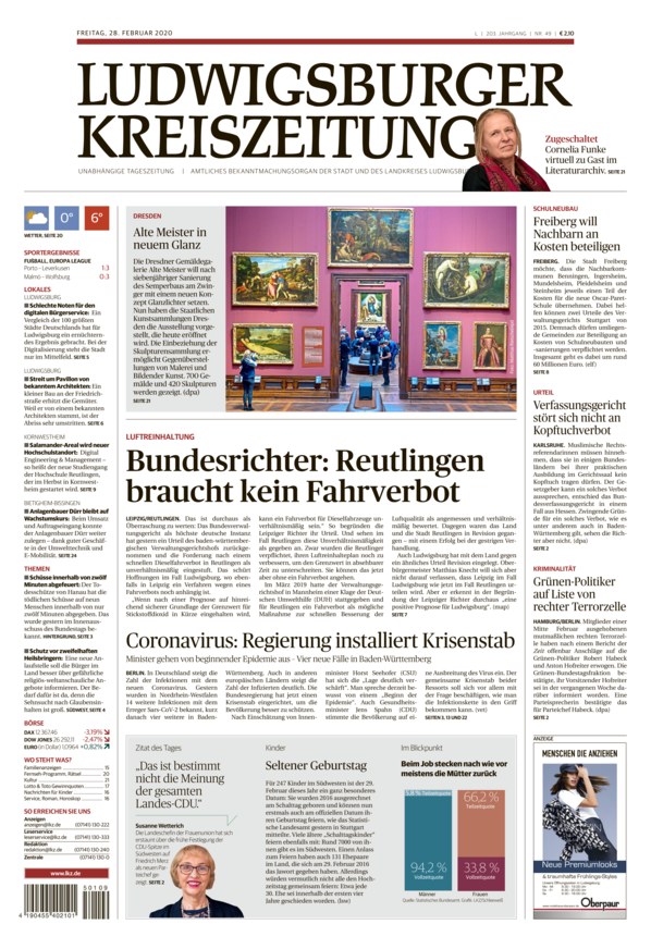 Ludwigsburger Kreiszeitung vom 28.02.2020 als ePaper im iKiosk lesen