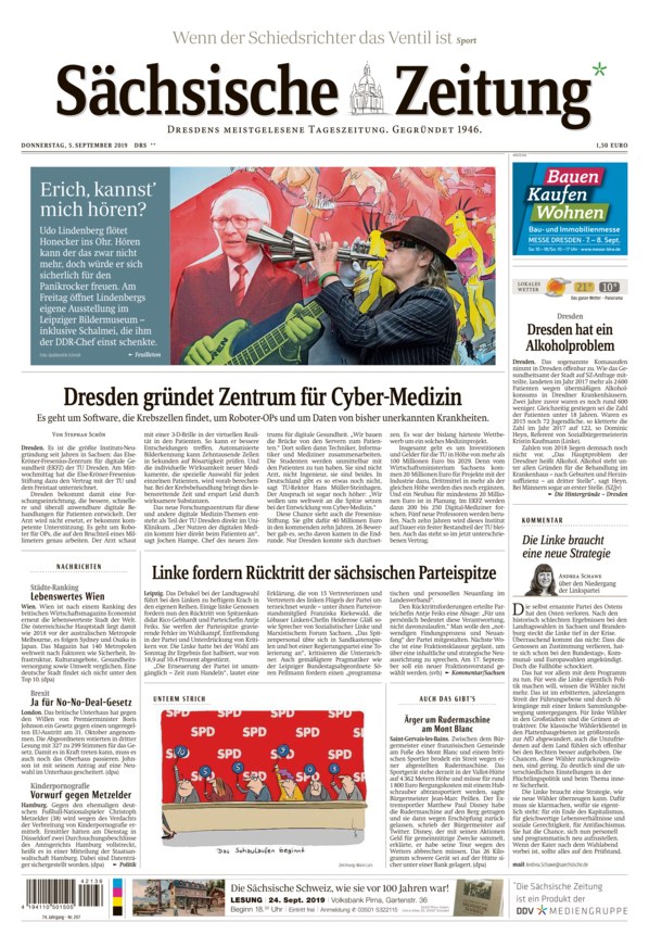 Sächsische Zeitung Dresden Vom 05.09.2019 – Als EPaper Im IKiosk Lesen