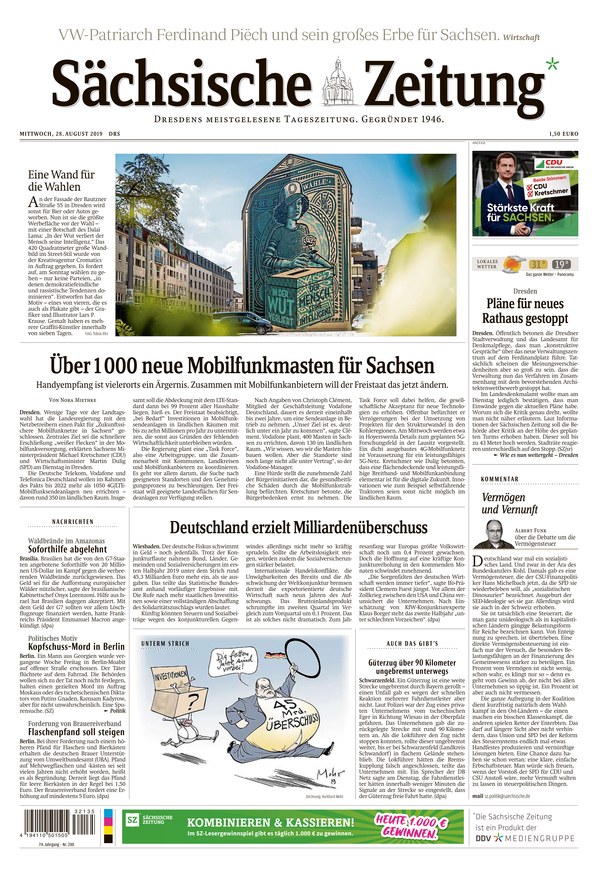 Sächsische Zeitung Dresden Vom 28.08.2019 – Als EPaper Im IKiosk Lesen