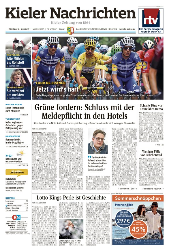 Kieler Nachrichten Vom 12.07.2019 – Als EPaper Im IKiosk Lesen