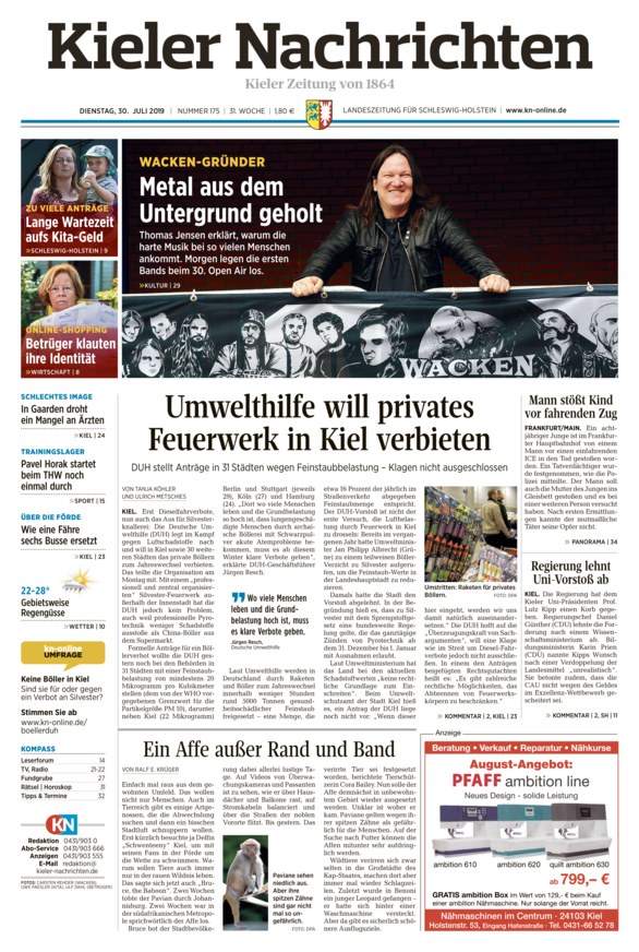 Kieler Nachrichten Vom 30.07.2019 – Als EPaper Im IKiosk Lesen