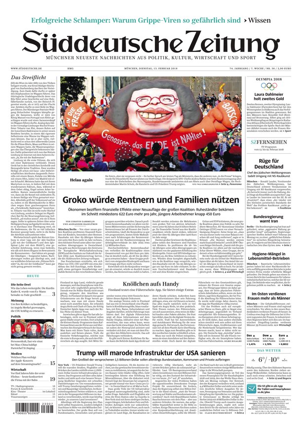 Süddeutsche Zeitung Vom 13.02.2018 – Als EPaper Im IKiosk Lesen