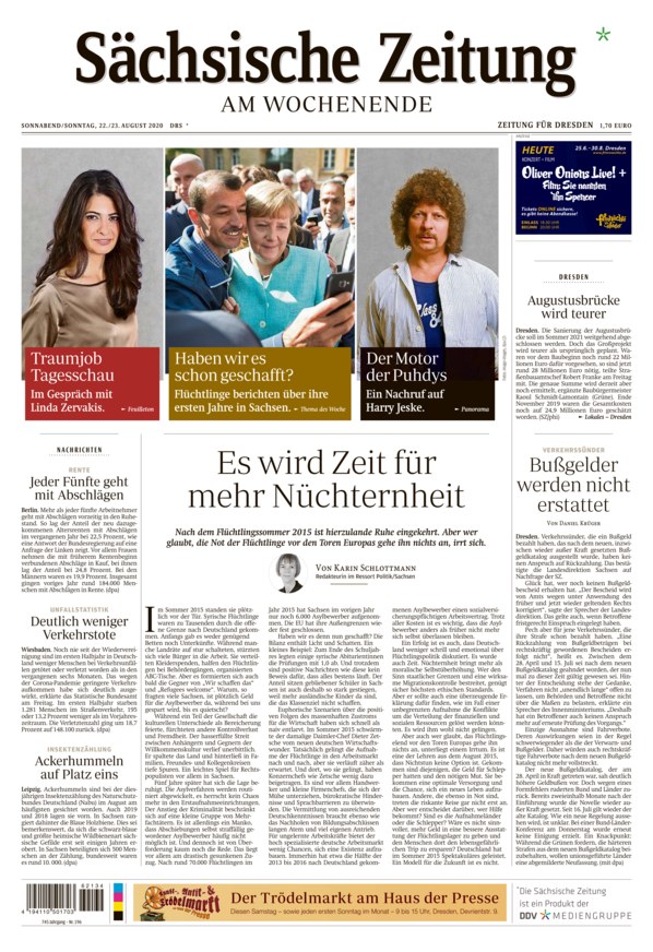 Sächsische Zeitung Dresden Vom 22.08.2020 – Als EPaper Im IKiosk Lesen