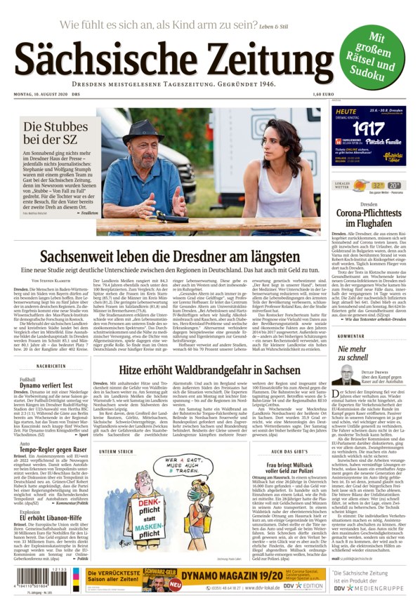 Sächsische Zeitung Dresden vom 10.08.2020 – als ePaper im iKiosk lesen