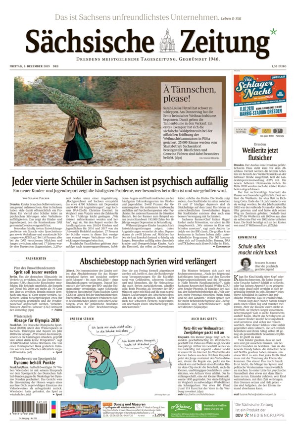 Sächsische Zeitung Dresden Vom 06.12.2019 – Als EPaper Im IKiosk Lesen