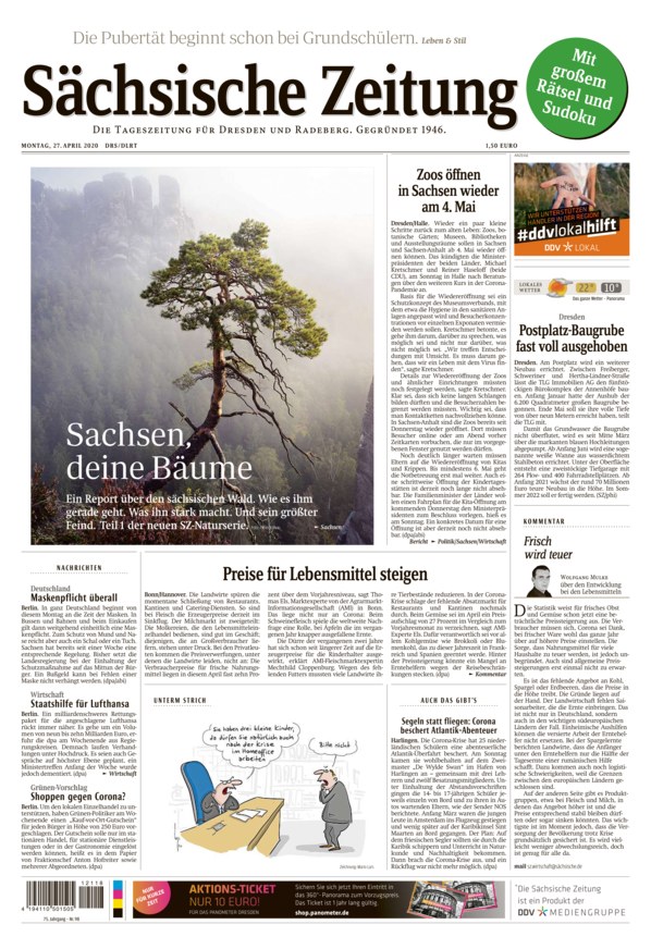 Sächsische Zeitung Dresden vom 27.04.2020 als ePaper im iKiosk lesen