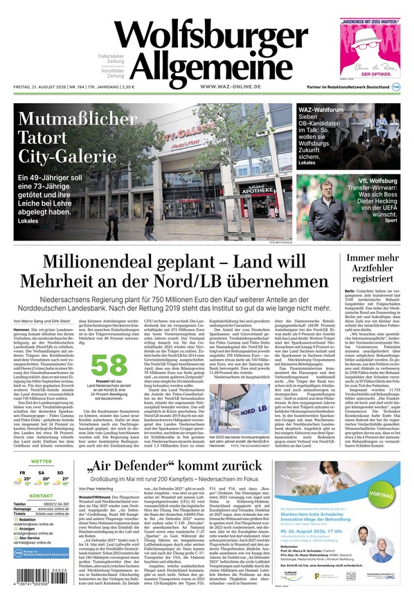 Wolfsburger Allgemeine Zeitung - ePaper