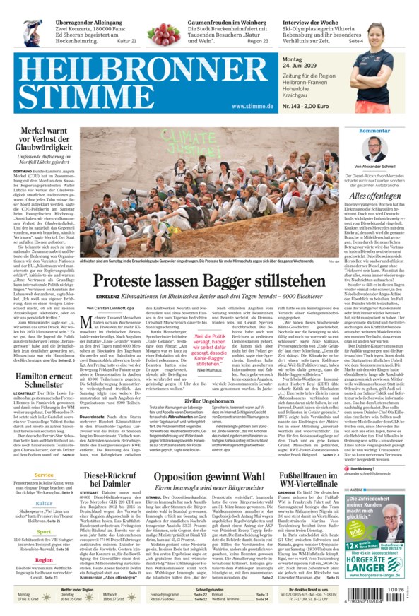 Heilbronner Stimme vom 24.06.2019 als ePaper im iKiosk lesen