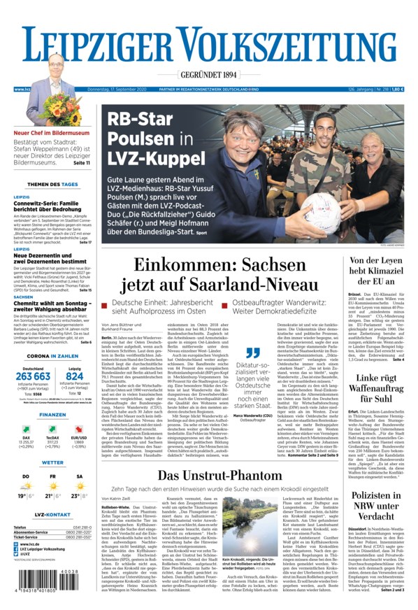 Leipziger Volkszeitung Vom 17.09.2020 – Als EPaper Im IKiosk Lesen