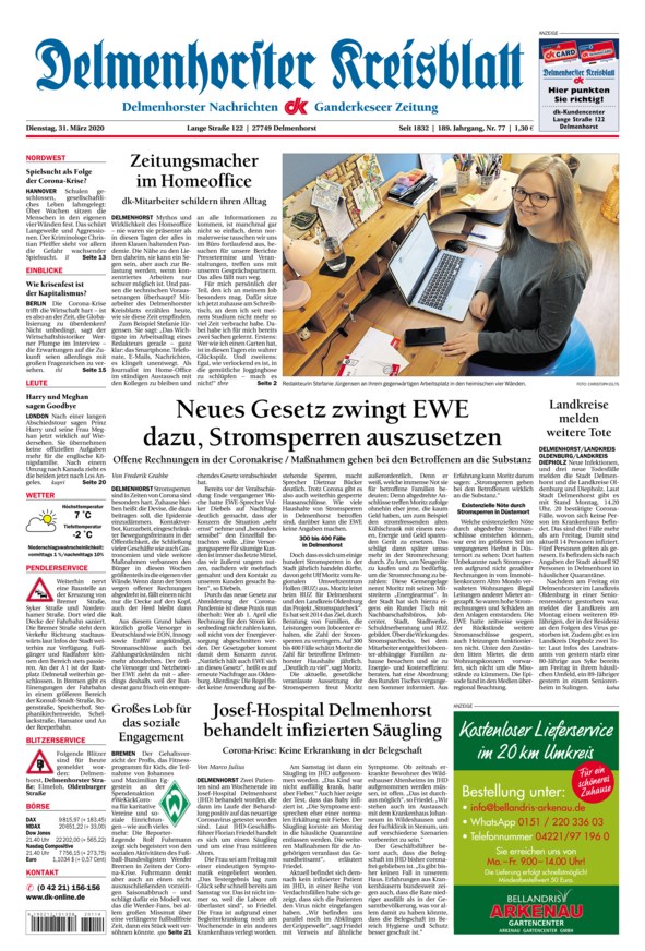 Delmenhorster Kreisblatt Vom 31.03.2020 – Als EPaper Im IKiosk Lesen