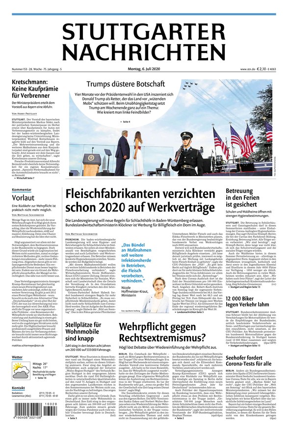 Stuttgarter Nachrichten Vom 06.07.2020 – Als EPaper Im IKiosk Lesen