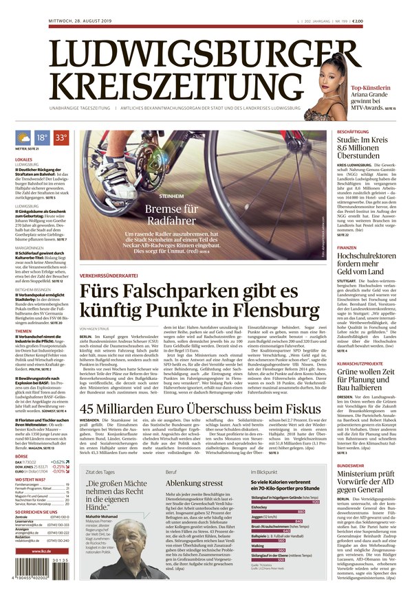 Ludwigsburger Kreiszeitung vom 28.08.2019 als ePaper im iKiosk lesen