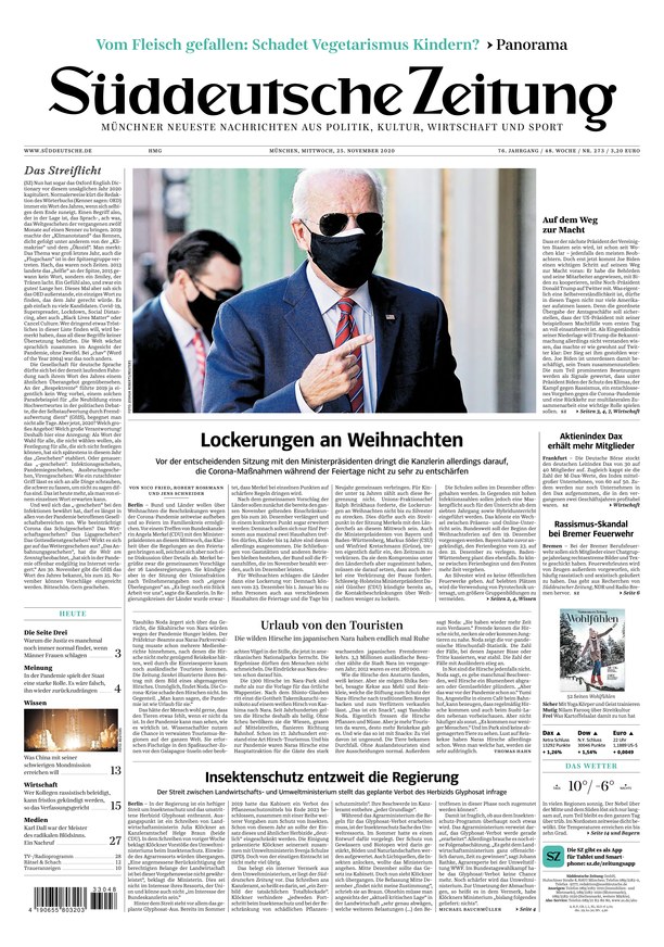 Süddeutsche Zeitung vom 25.11.2020 – als ePaper im iKiosk lesen