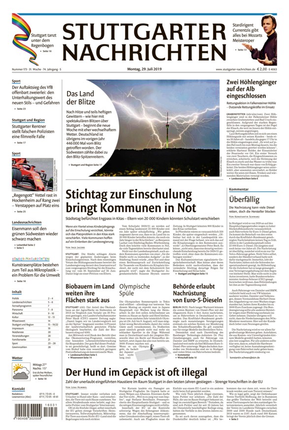 Stuttgarter Nachrichten Vom 29.07.2019 – Als EPaper Im IKiosk Lesen