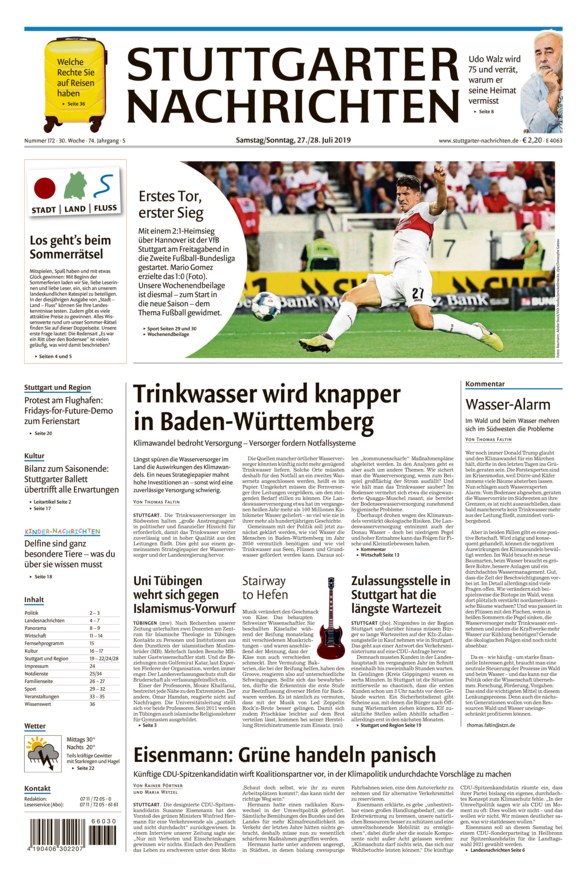 Stuttgarter Nachrichten Vom 27.07.2019 – Als EPaper Im IKiosk Lesen