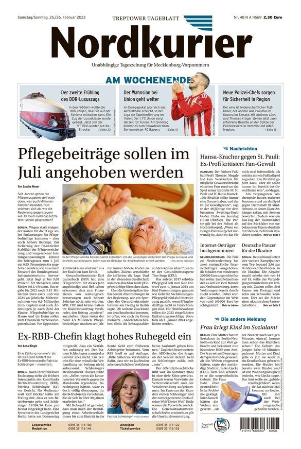 Nordkurier Vom 25.02.2023 – Als EPaper Im IKiosk Lesen