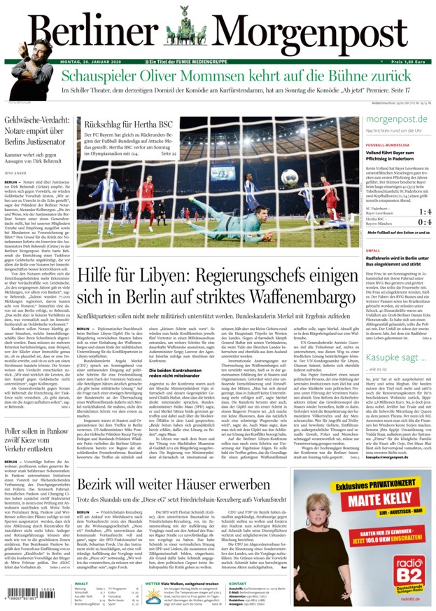 BERLINER MORGENPOST vom 20.01.2020 – als ePaper im iKiosk lesen
