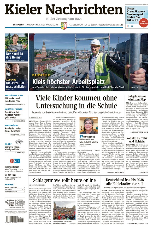 Kieler Nachrichten Vom 04.07.2020 – Als EPaper Im IKiosk Lesen