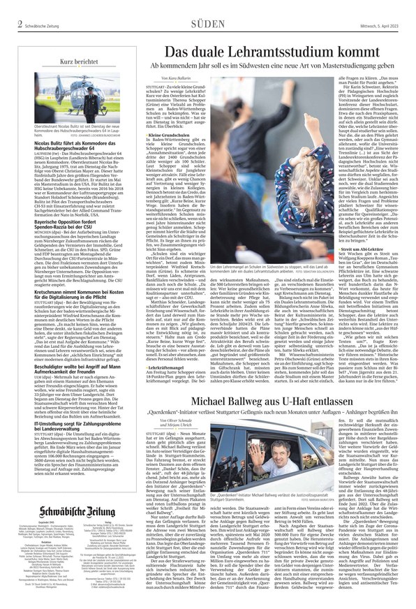 Schwäbische Zeitung Vom 05.04.2023 – Als EPaper Im IKiosk Lesen