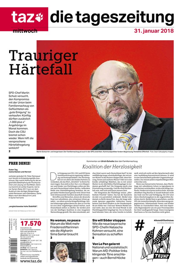 Taz. Die Tageszeitung Vom 31.01.2018 – Als EPaper Im IKiosk Lesen