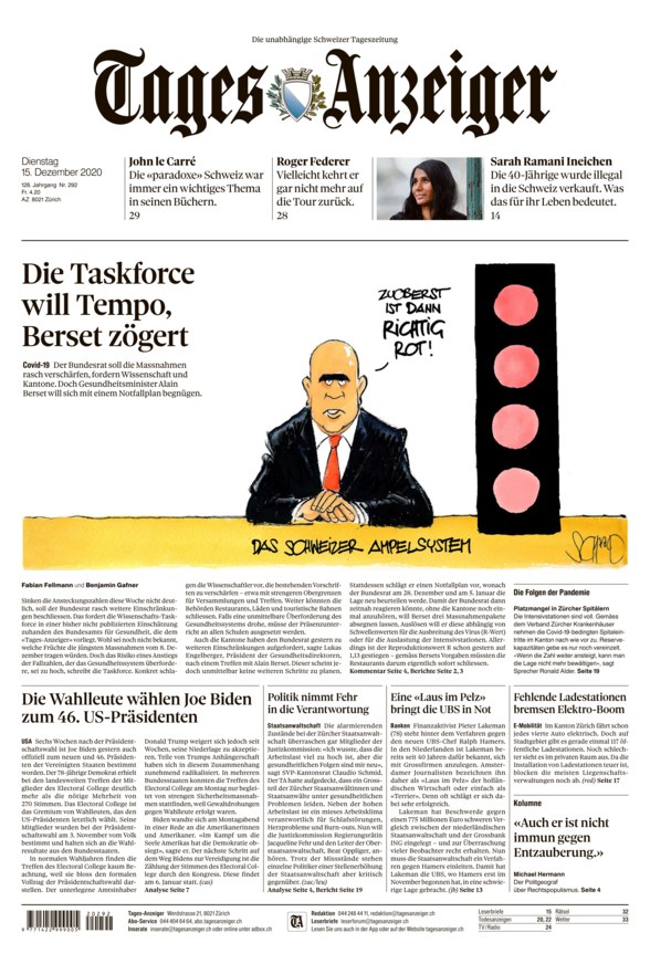 Tagesanzeiger Vom 15.12.2020 – Als EPaper Im IKiosk Lesen