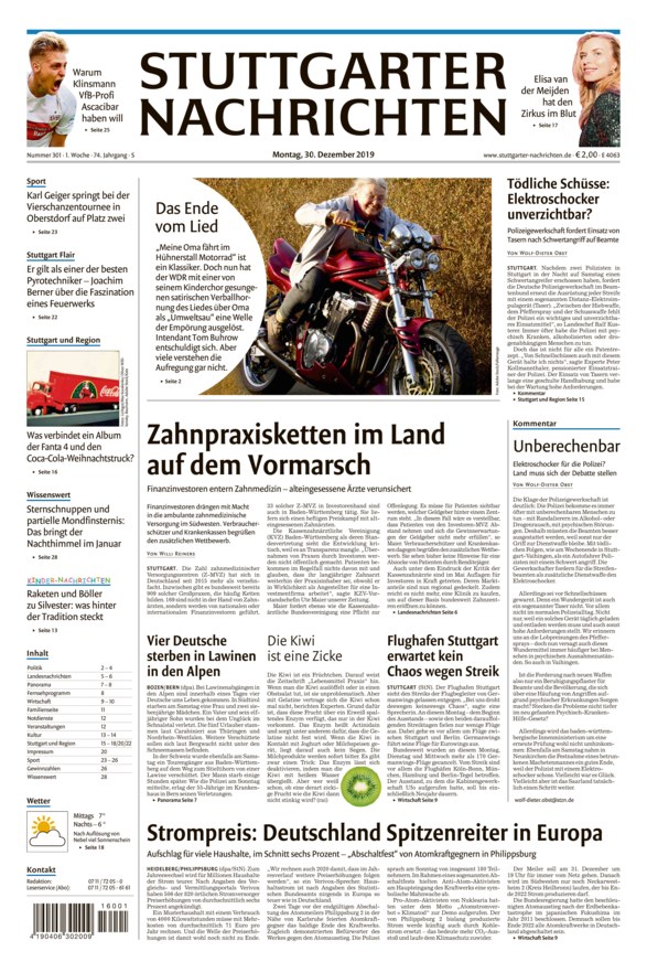 Stuttgarter Nachrichten Vom 30.12.2019 – Als EPaper Im IKiosk Lesen