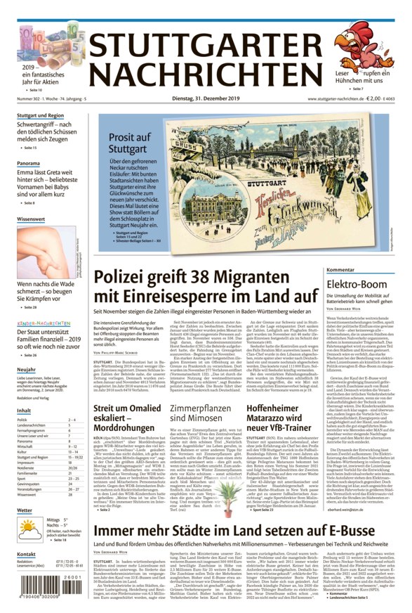 Stuttgarter Nachrichten Vom 31.12.2019 – Als EPaper Im IKiosk Lesen