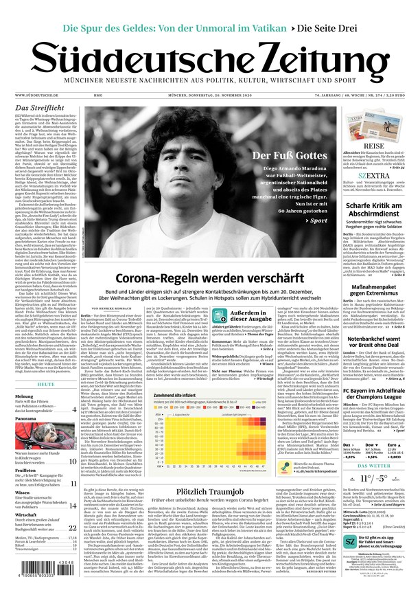 Süddeutsche Zeitung Vom 26.11.2020 – Als EPaper Im IKiosk Lesen