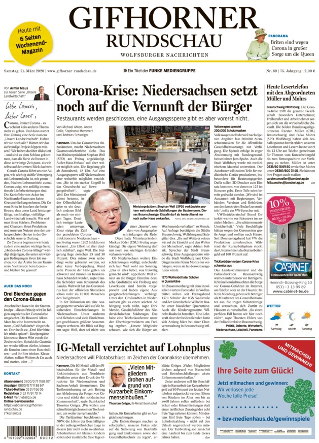 Gifhorner Rundschau Vom 21.03.2020 – Als EPaper Im IKiosk Lesen