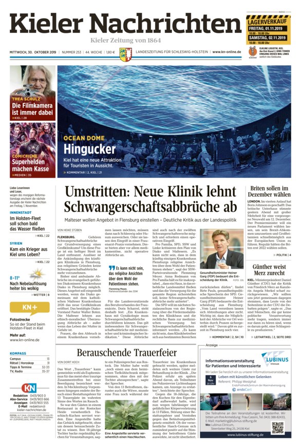 Kieler Nachrichten Vom 30.10.2019 – Als EPaper Im IKiosk Lesen