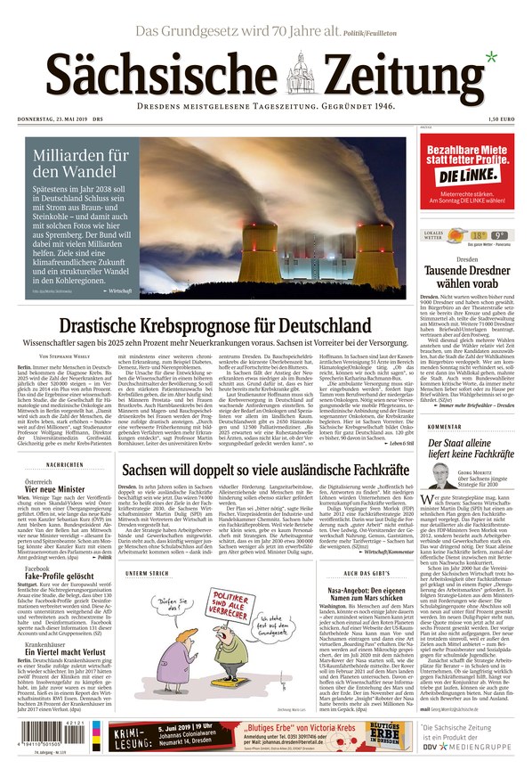 Saechsische Zeitung Dresden Vom 23.05.2019 – Als EPaper Im IKiosk Lesen