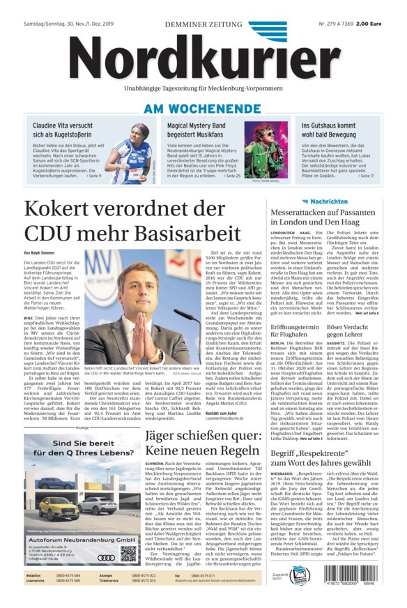 Nordkurier - Demminer Zeitung Vom 30.11.2019 – Als EPaper Im IKiosk Lesen